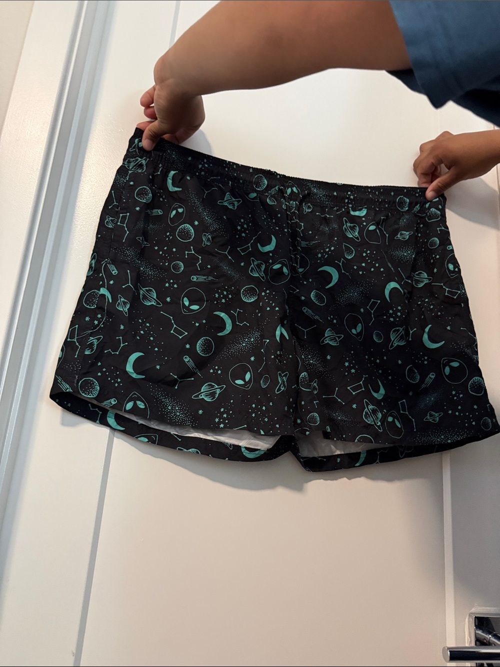 Black and Teal Space Print Women’s Shorts